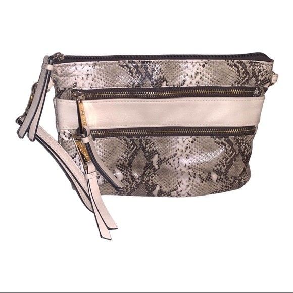 Jessica Simpson Faux Leather Python Snake Skin Soft Clutch Zipper Purse - Picture 5 of 12